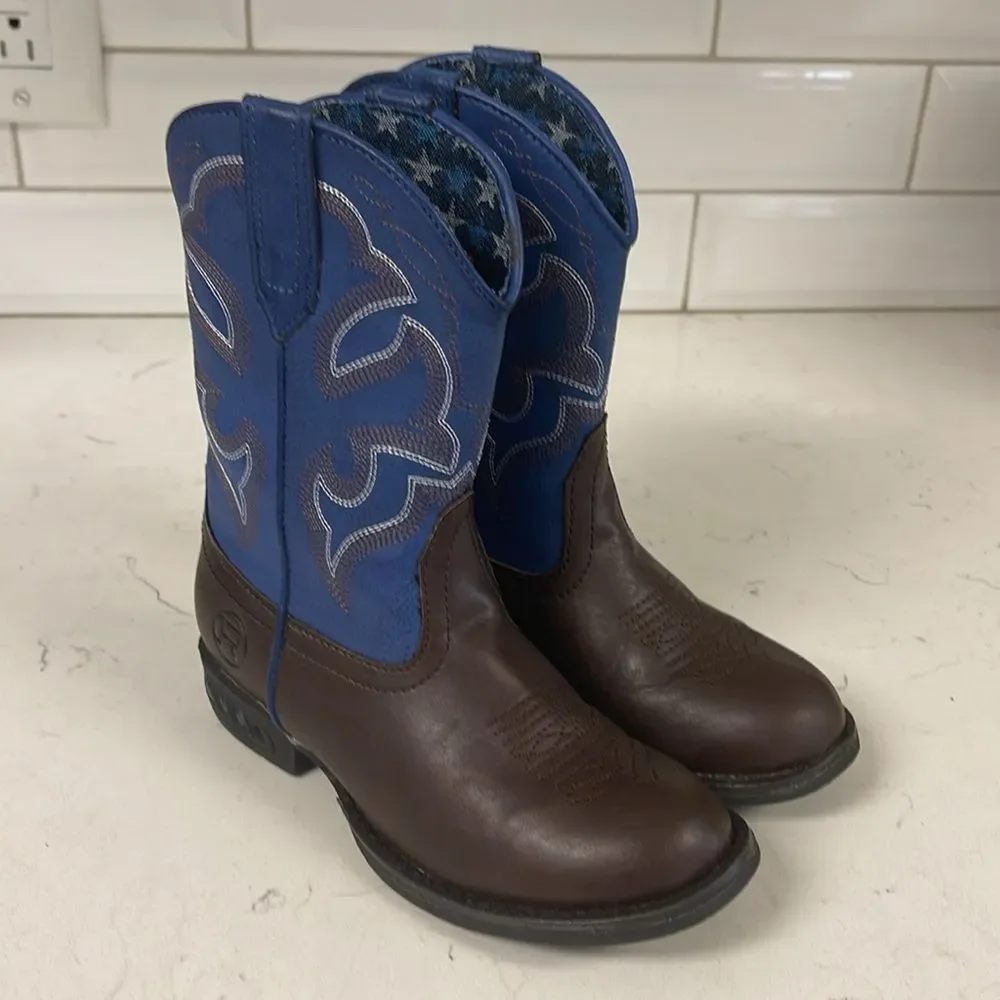 Roper Kids Lightning (Toddler/Little Kid) Blue and Brown Western Boots Size 11